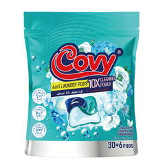 COVY Eucalyptus Laundry Pods 36 pods (30+6 FREE) · Double Layer, 4 Chambers · 8x Cleaning Power · Forest Freshness