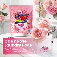 COVY Rose Laundry Pods 36 pods (30+6 FREE) · Double Layer, 4 Chambers · 8x Cleaning Power · One Pod Blooms Romance